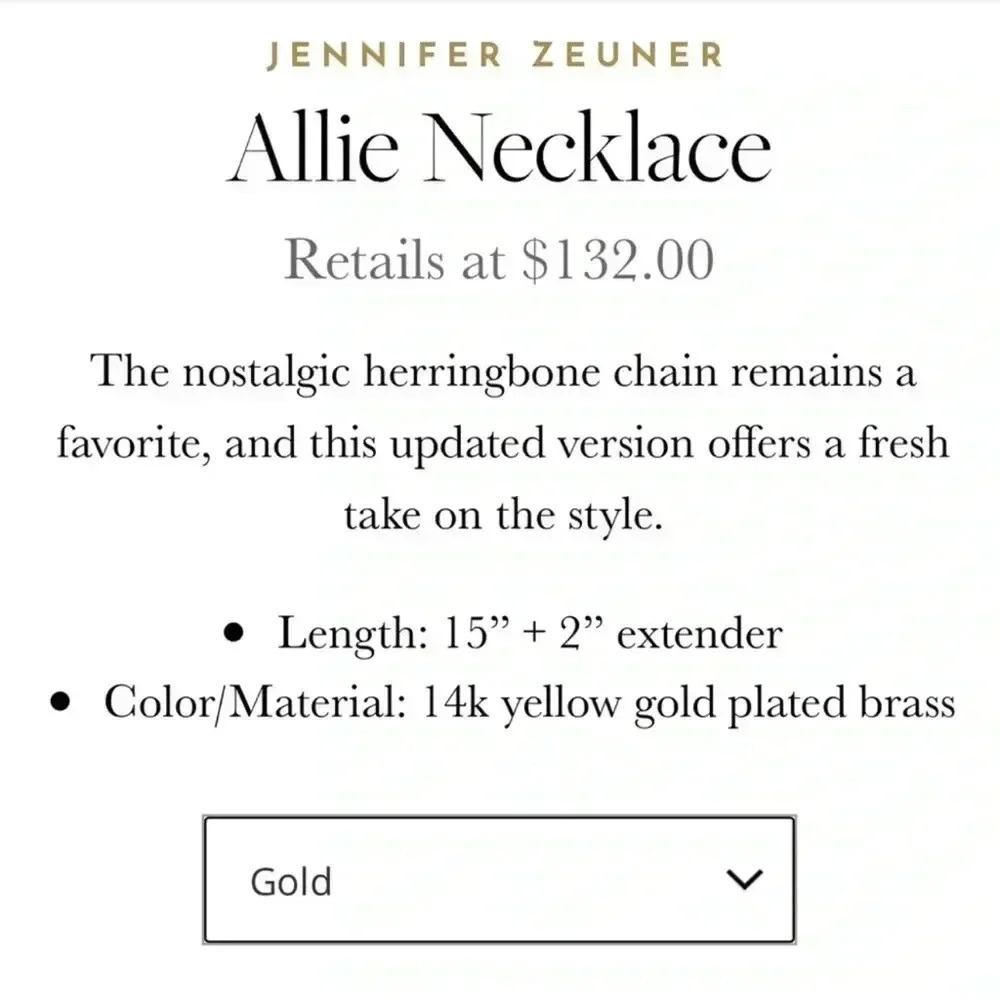 Jennifer zeuner Gold Hamilton cable necklace Gold plated - Picture 2 of 5